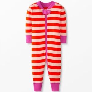 Hanna Andersson Zip Bold Stripe Sleeper Orange Pink Onesie Pajama